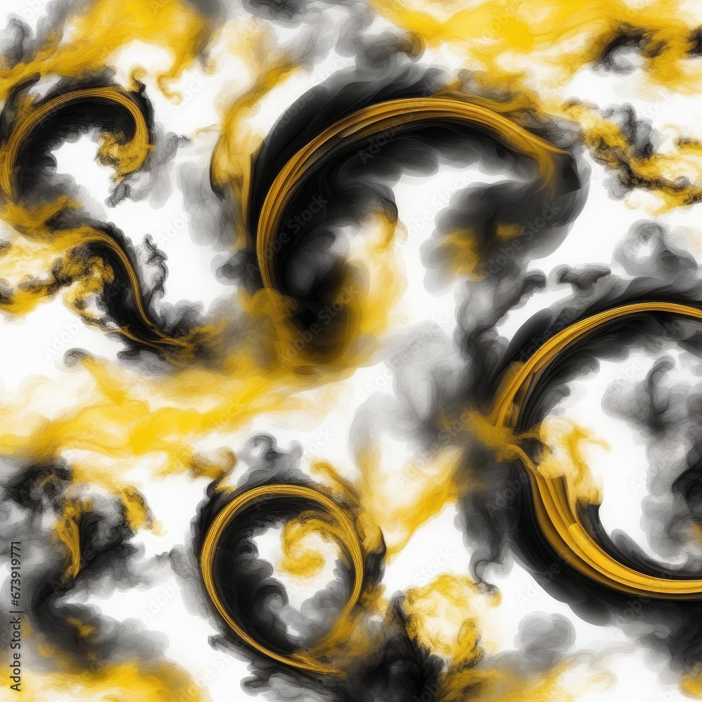 Fototapeta premium Colored smoke on a white background. Black, Yellow, White