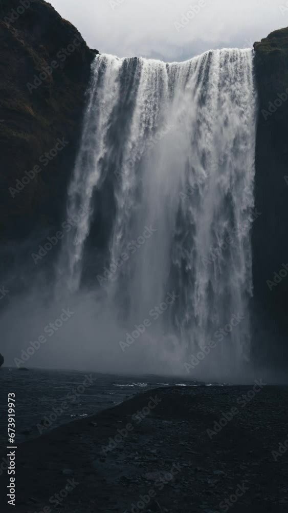 Awe-inspiring Skogafoss waterfall. Icelandic natural wonder with ...