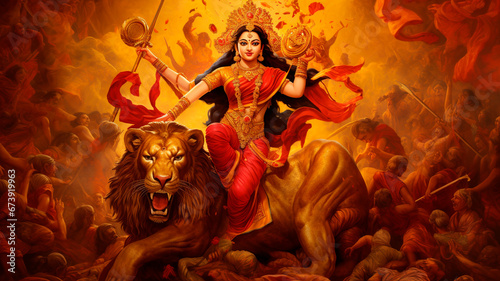 vector illustration of happy lord durga, festival of durga photo