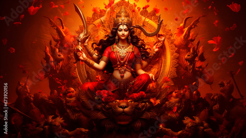 vector illustration of happy lord durga, festival of durga