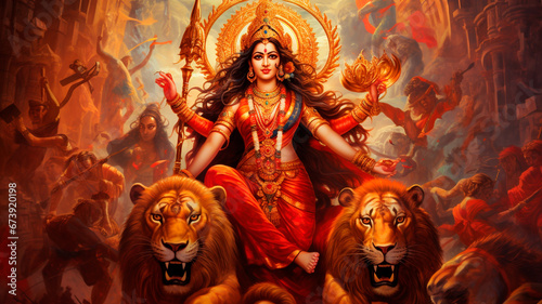 vector illustration of happy lord durga, festival of durga