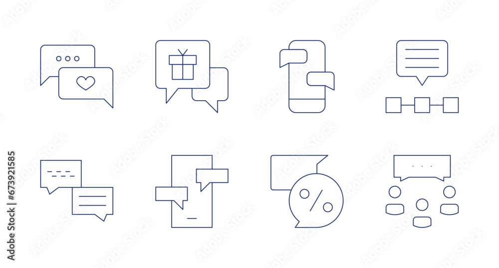 Chat icons. Editable stroke. Containing love, chatting, chat, network, group chat.