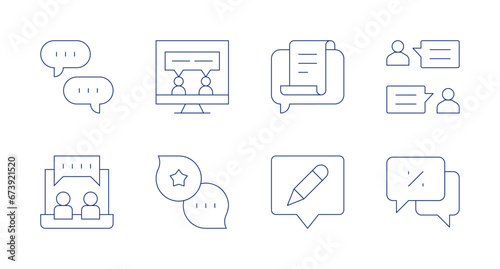 Chat icons. Editable stroke. Containing conversation, online chat, chatting, chat bubble, meeting, chat.