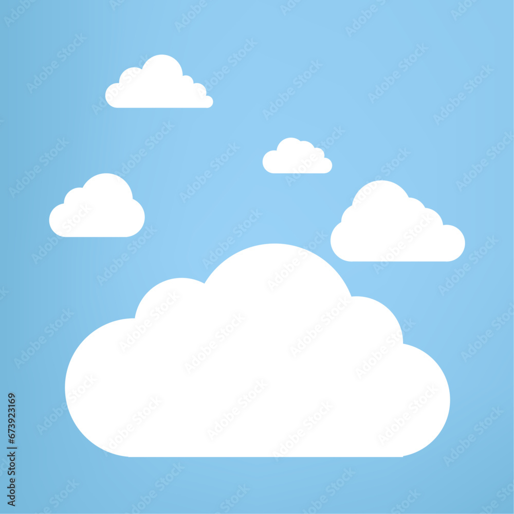 Groups of white Clouds collection in flat design styles, cloud concepts, clouds element, clouds on isolated blue background