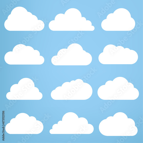 Clouds collection in flat design styles, cloud concepts, clouds element, clouds caroon style, in a flat design. White cloud collection, Set of Nine white clouds objects