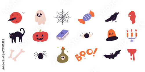 set of halloween cartoon element
