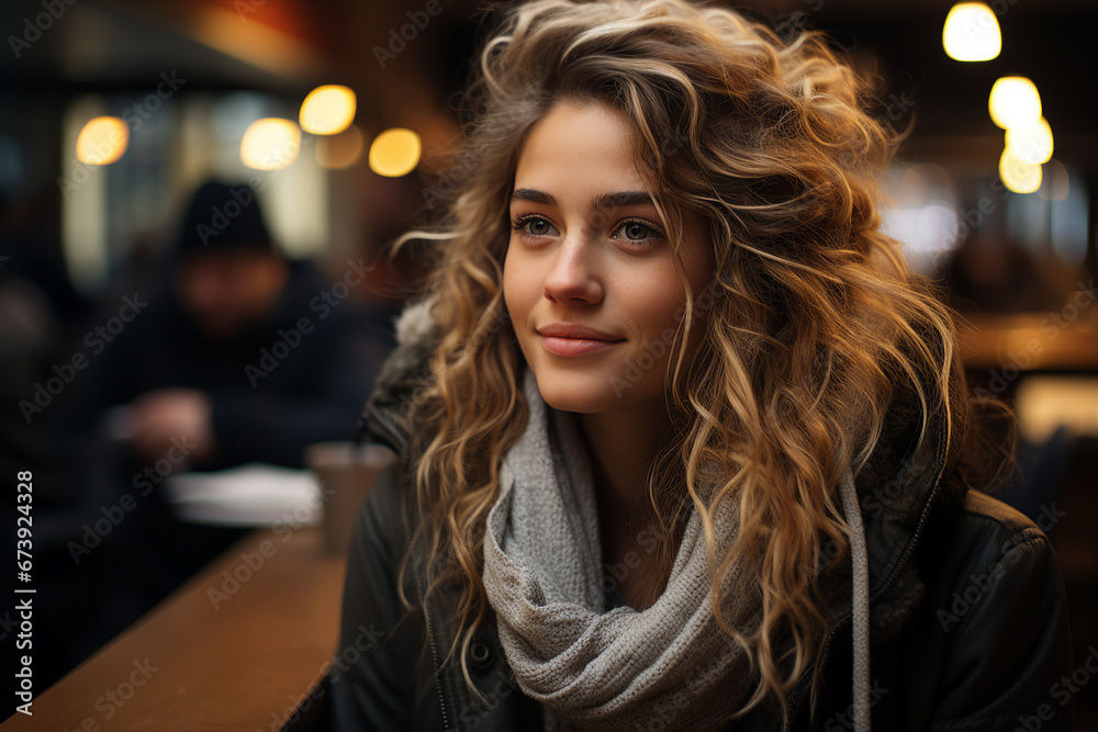 Generative ai image of person in cozy cafe enjoying free time Generative ai image of person in cozy cafe enjoying free time