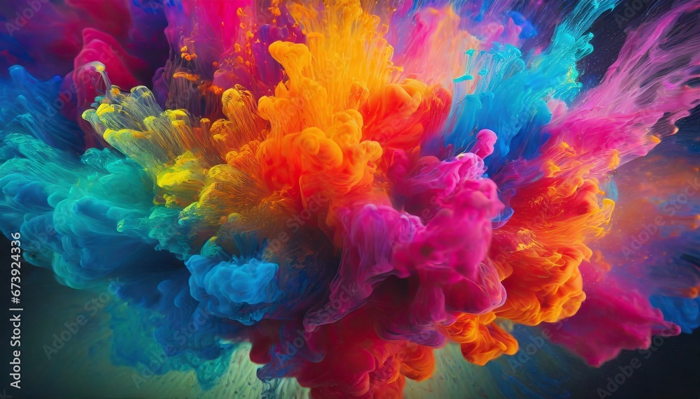 Colorful liquid ink explosion background - obrazy, fototapety, plakaty 