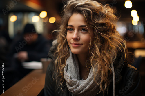 Generative ai image of person in cozy cafe enjoying free time