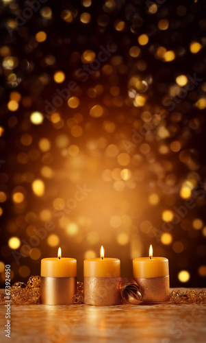 christmas candles on the table - Christmas decoration
