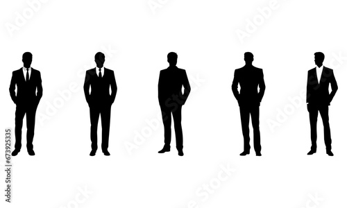 Masculine Man wearing a suit silhouettes - Set of 5
