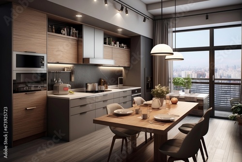 luxury designed kitchen in a small apartment