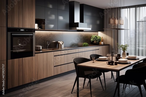 luxury designed kitchen in a small apartment