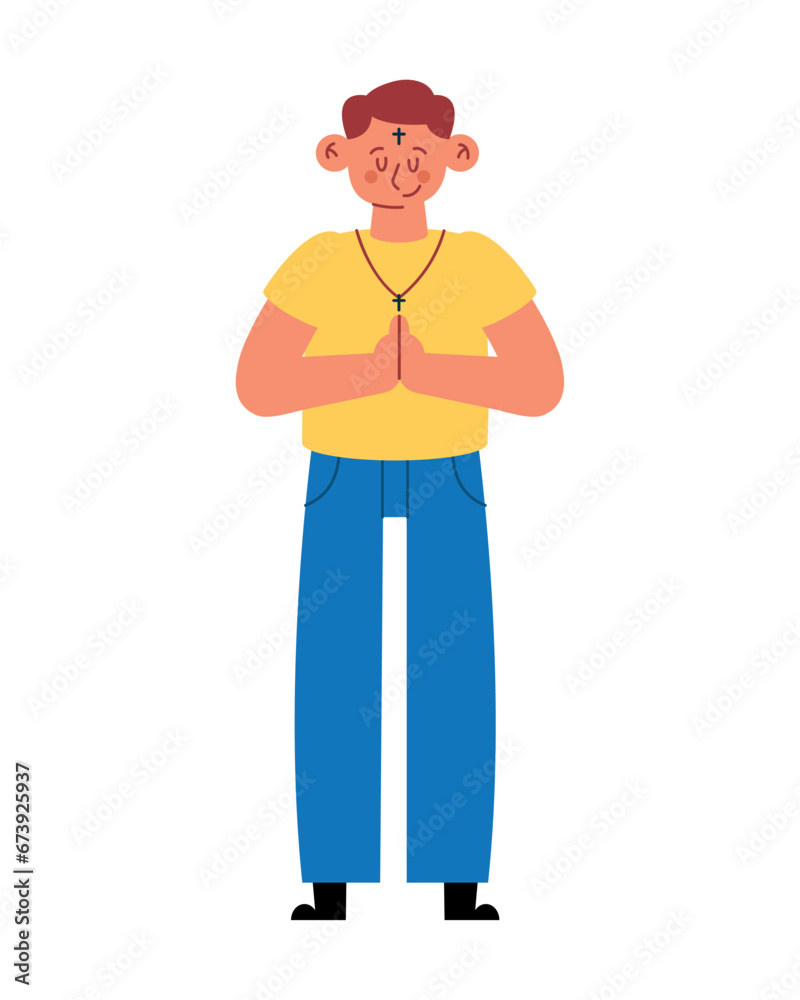 catholic boy praying illustration