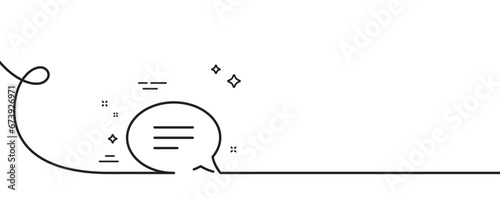 Chat line icon. Continuous one line with curl. Speech bubble sign. Communication or Comment symbol. Chat single outline ribbon. Loop curve pattern. Vector
