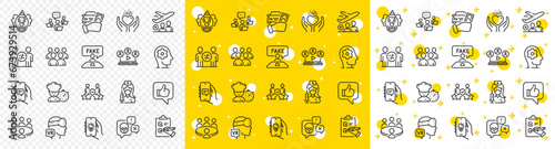 Outline Teamwork, Augmented reality and Checklist line icons pack for web with Chef, Brain working, Cyber attack line icon. Group, Like, Security agency pictogram icon. Discrimination. Vector © blankstock