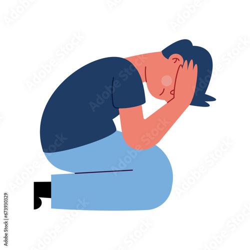 man with depression illustration