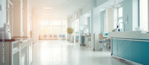 Modern hospital counter and corridor © ETAJOE