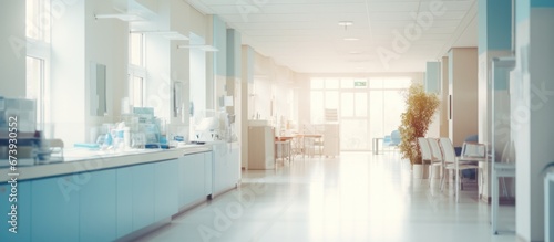 Modern hospital counter and corridor