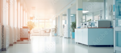 Modern hospital counter and corridor