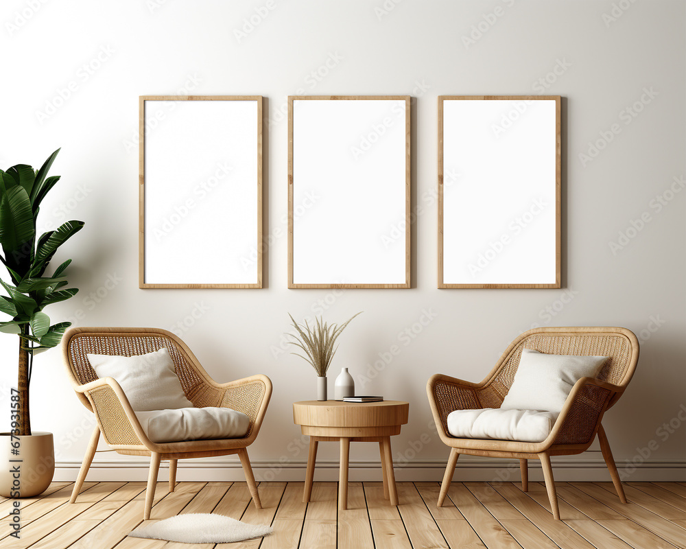 triple frame template, elegant and stylish frame mockups on the living room wall, 3d design, 3d rendering, triple frame template, elegant and stylish frame mockups on the living room wall, 3d design, 3d rendering,