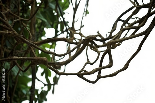 Messy dried jungle vines  tropical rainforest liana plant  Generative AI