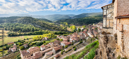 Panoramic view from the top of the hill of the medieval village of Frias, Burgos, Castilla y Leon. photo