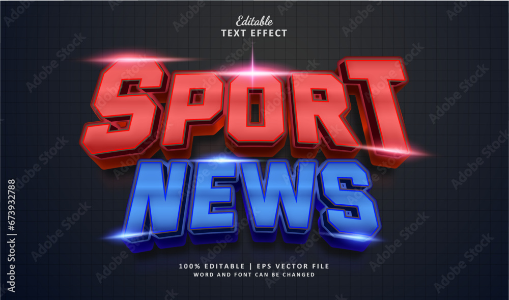 Sport News Editable Text Effect Style 3d.