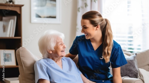 Wallpaper Mural Nurse or Physical therapist person visit Elderly patients at home Torontodigital.ca
