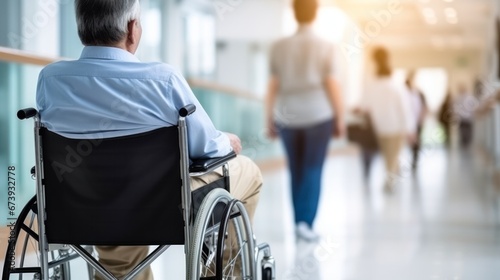Patients on Wheelchair at hospital corridor