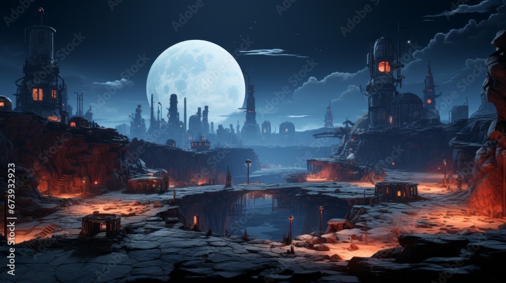 Fototapeta premium futuristic 2d platformer background 