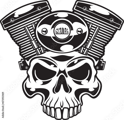 Human skull motorcycle engine shaped