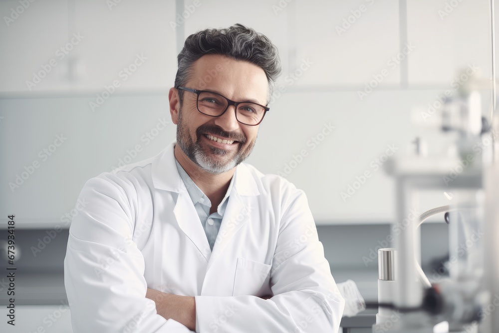 portrait of a doctor in laboratory, AI generated