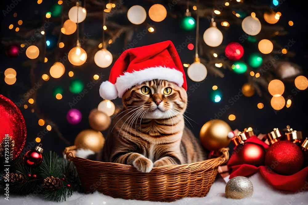 cat with christmas tree cat with christmas tree