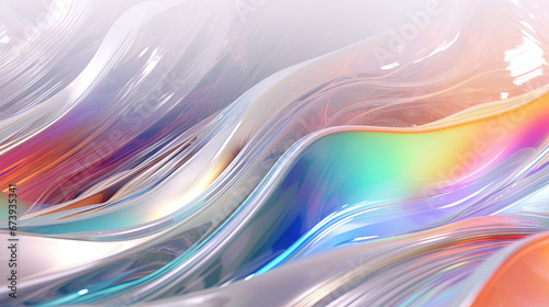 Abstract holographic waves on the iridescent background.