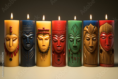 unlit kwanzaa candles, a variety of mishumaa saba photo