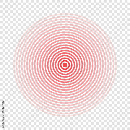 Red rings. Symbol of physical pain concept. Medical design. Spot pain. Vector illustration. Isolated on transparent background.