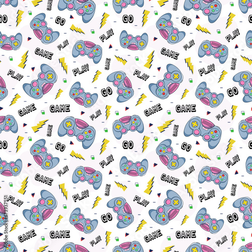 Gaming seamless pattern design. Retro Games Pattern. Awesome Gaming Controller Illustration