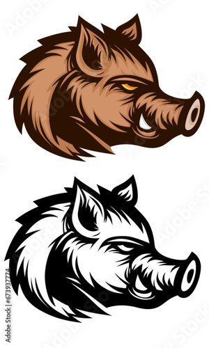 Hog head side view logo template vector illustration   Hog  pig  wild bore head side view icon   clip art   company logo mscot symbol stock vector image