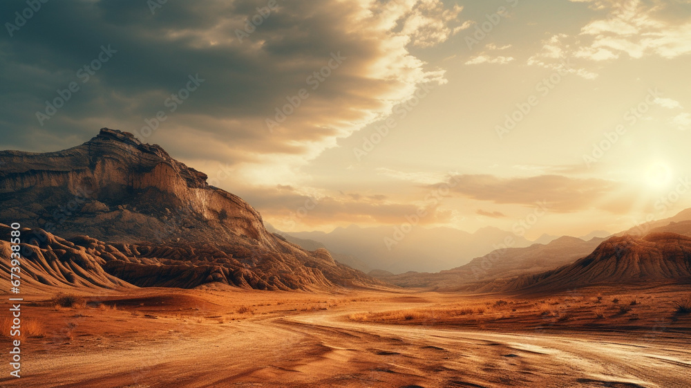 Naklejka premium sunset in the mountains