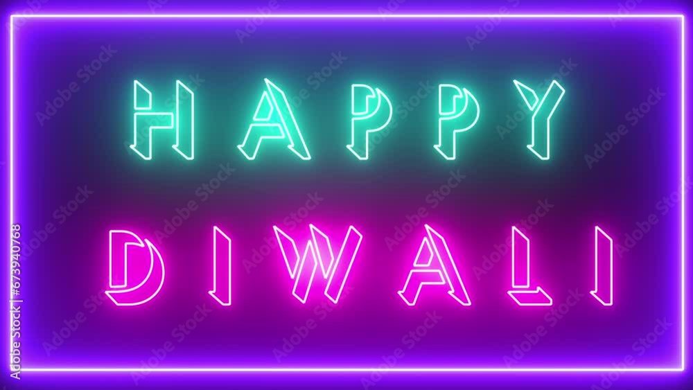 Animated Happy Diwali sign. neon effect, Light neon on black background. Animated Happy Diwali sign. neon effect, Light neon on black background.