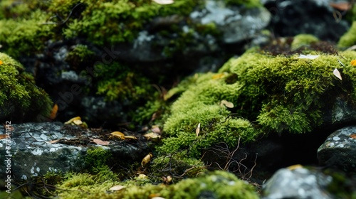 Green moss on the rocks