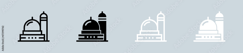 Mosque icon set in black and white. Islamic signs vector illustration. Mosque icon set in black and white. Islamic signs vector illustration.