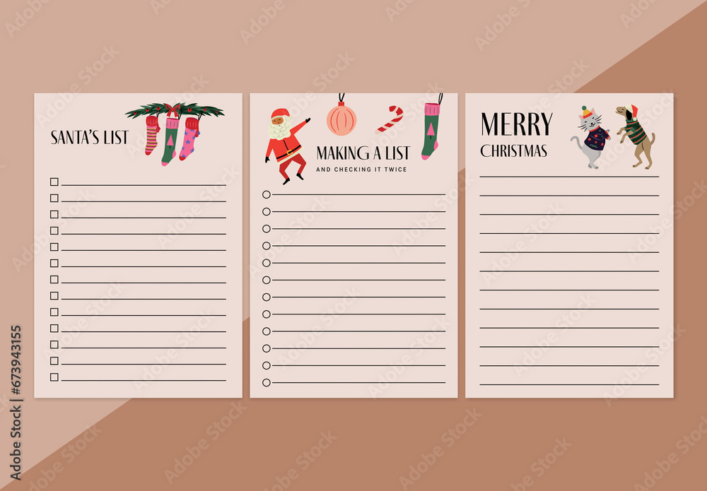 Festive Christmas Notecards for Stationary Stock Template | Adobe Stock