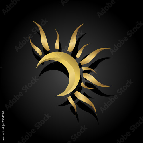 Crescent moon with sunlight. Wicca, alchemy, mystical, magic, celestial, esoteric, sacred, spiritual, occult inspired concepts, Graphic logos, tarot cards, astrological symbols