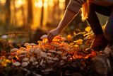 Autumn Foraging: Gathering Wild Mushrooms at Sunset