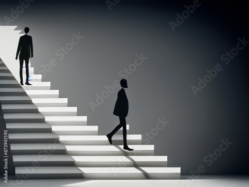 person walking on stairs