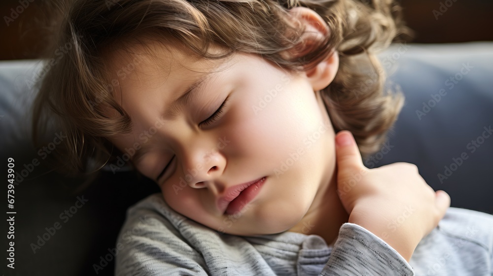 Child with a high fever and stiff neck, a sign of meningitis