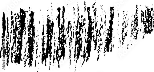 Abstract brush strokes texture for overlay. Rough grunge hand-drawn black vector design element isolated on transparent background. Vintage illustration with scratched, broken effect