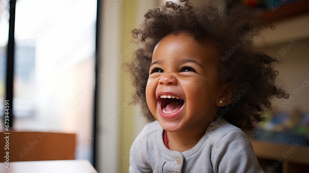 Closeup of a toddler's infectious laughter Closeup of a toddler's infectious laughter